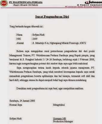 Detail Contoh Surat Pengunduran Diri Dari Cafe Nomer 29