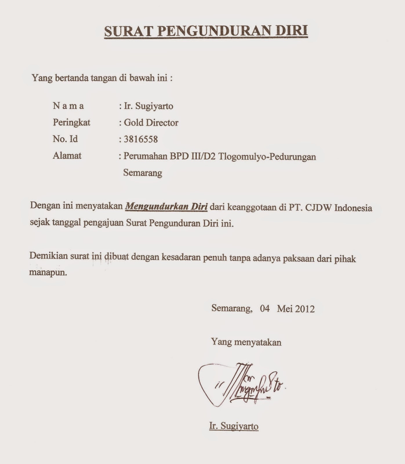 Detail Contoh Surat Pengunduran Diri Dari Kapal Nomer 19