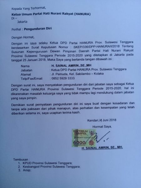 Detail Contoh Surat Pengunduran Diri Dari Partai Nomer 29