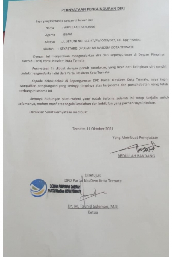 Detail Contoh Surat Pengunduran Diri Dari Partai Nomer 35