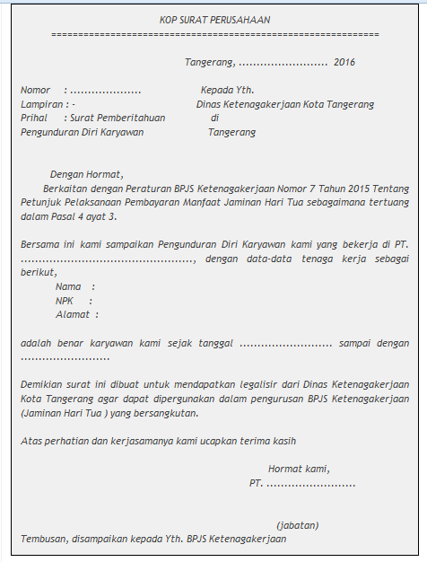 Detail Contoh Surat Pengunduran Diri Dari Perusahaan Ke Disnaker Nomer 9