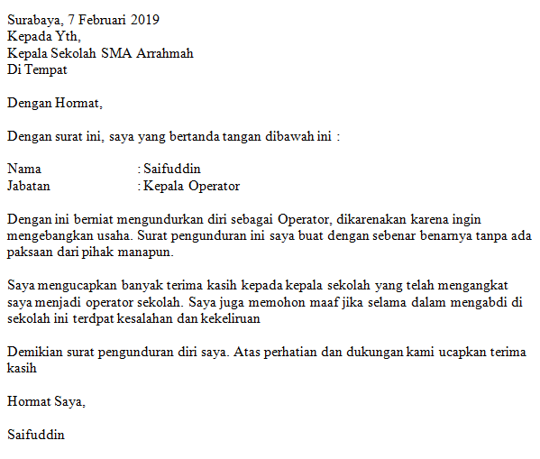 Detail Contoh Surat Pengunduran Diri Dari Sekolah Sebagai Guru Nomer 52