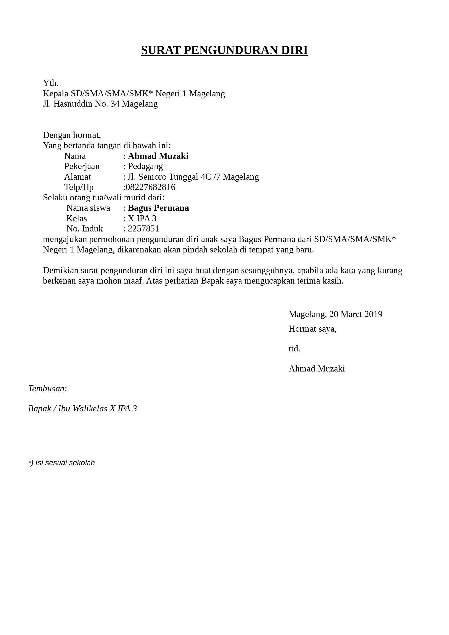 Detail Contoh Surat Pengunduran Diri Dari Tempat Kerja Nomer 19