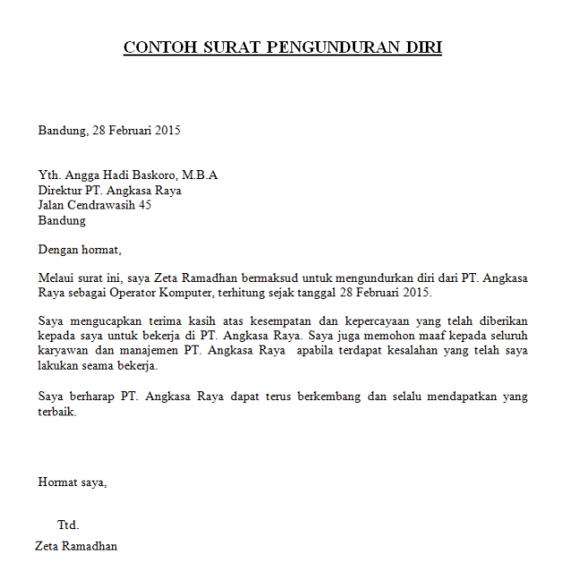 Detail Contoh Surat Pengunduran Diri Dosen Nomer 13