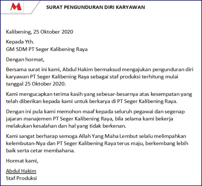 Detail Contoh Surat Pengunduran Diri Guru Tk Nomer 31