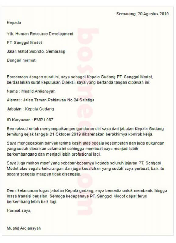 Detail Contoh Surat Pengunduran Diri Karyawan Pabrik Tulis Tangan Nomer 40