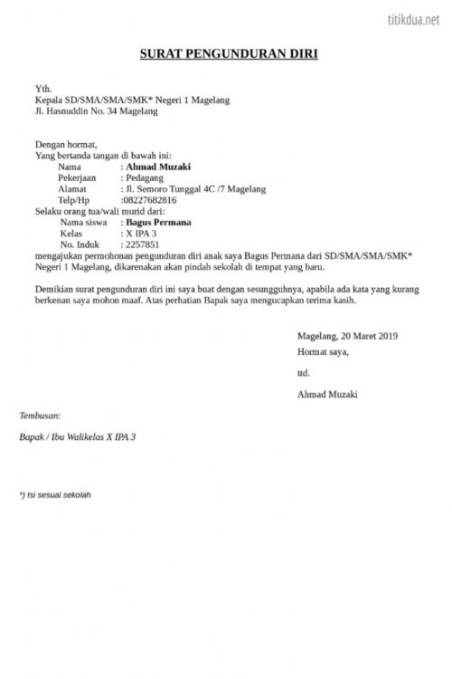 Detail Contoh Surat Pengunduran Diri Kepala Sekolah Nomer 21