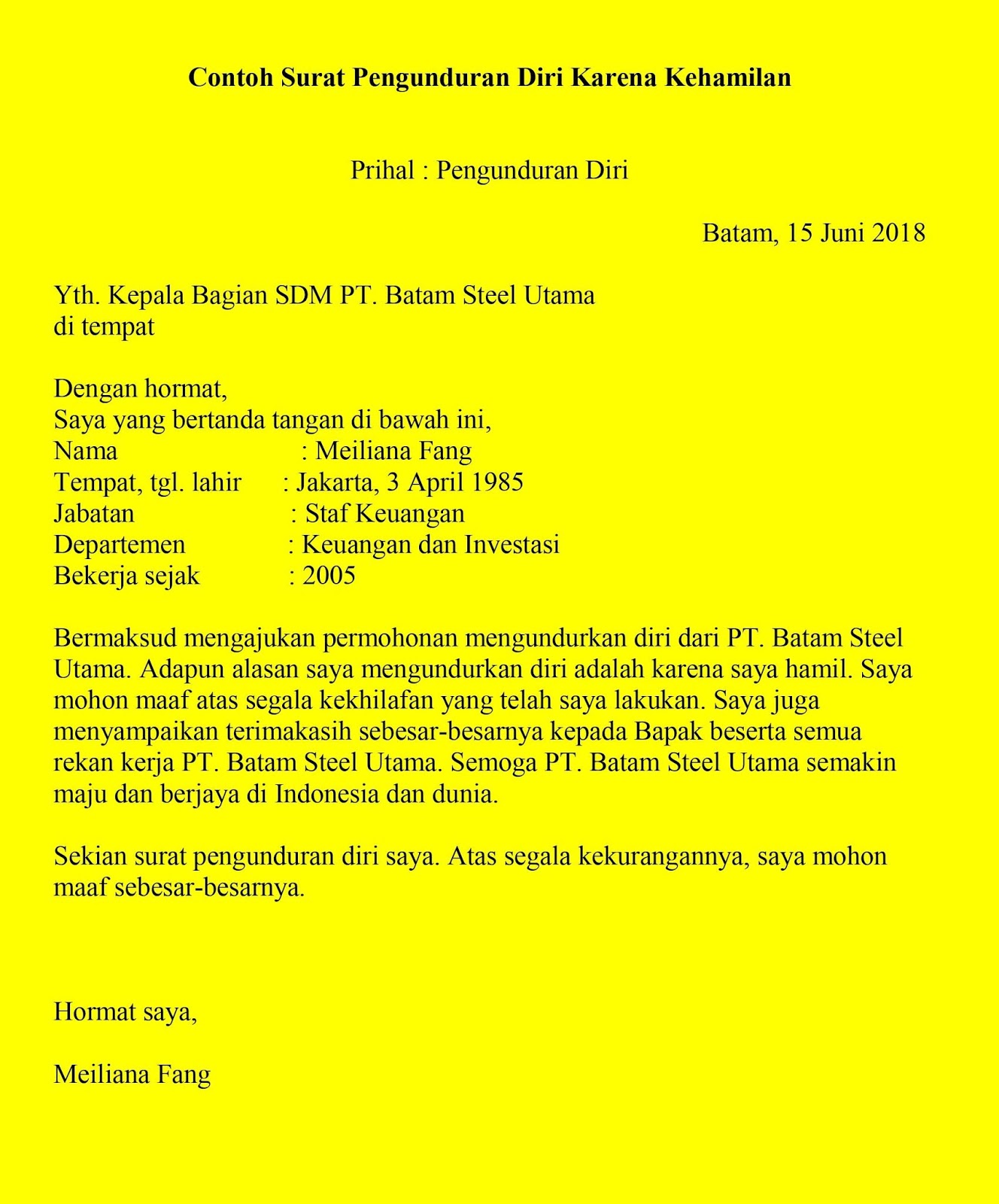 Detail Contoh Surat Pengunduran Diri Kerja Dengan Alasan Sakit Nomer 14