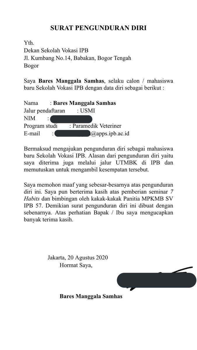 Detail Contoh Surat Pengunduran Diri Mahasiswa Nomer 23