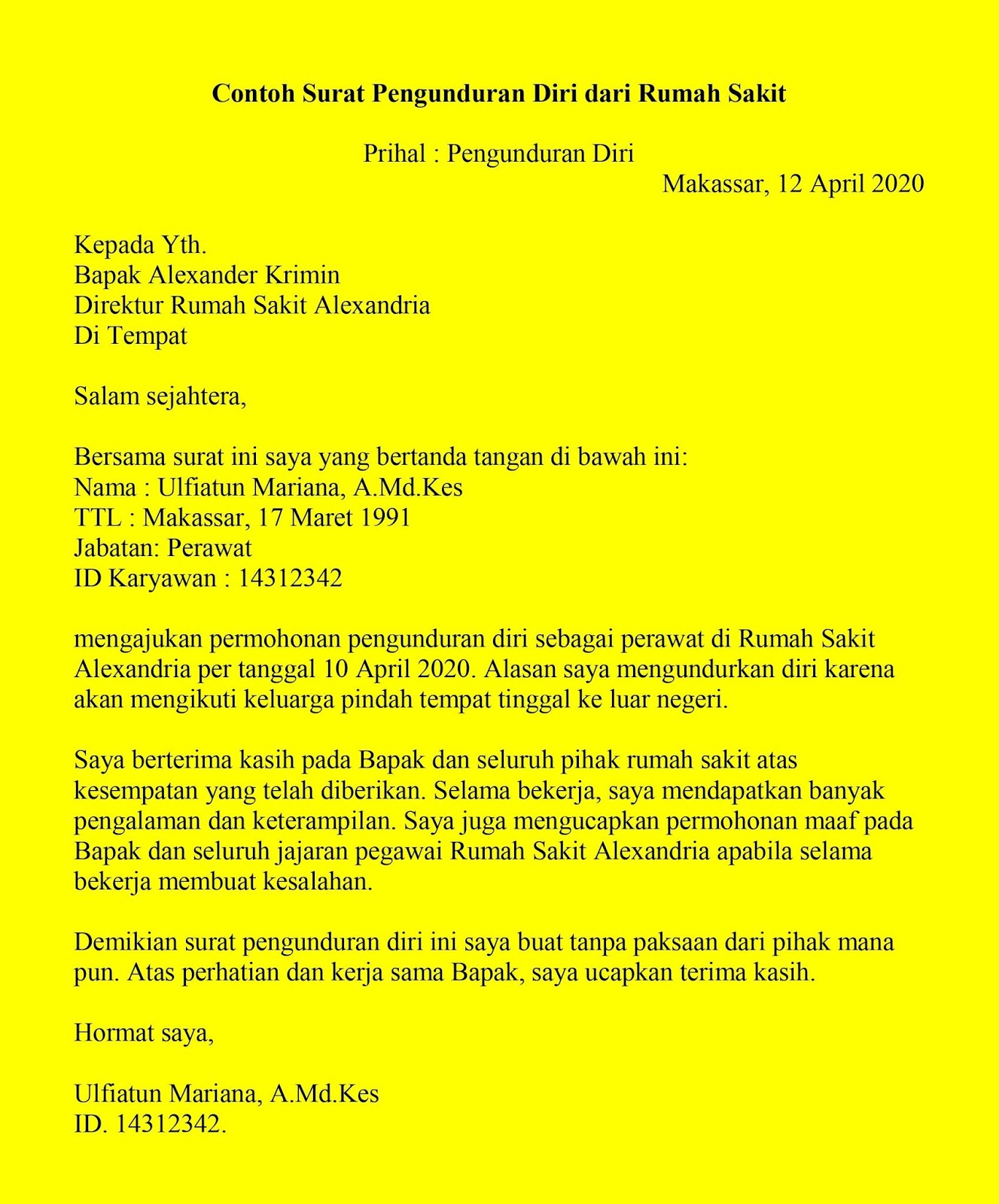 Detail Contoh Surat Pengunduran Diri Pegawai Honorer Nomer 20