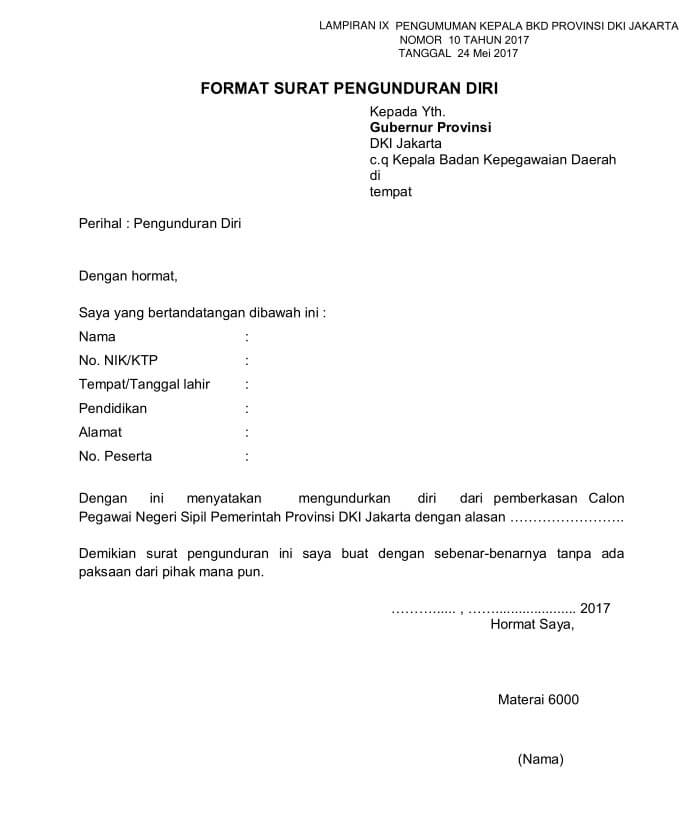 Contoh Surat Pengunduran Diri Pns - KibrisPDR