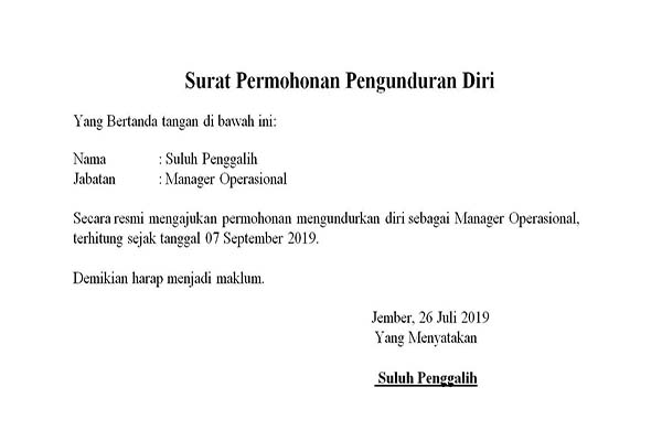 Detail Contoh Surat Pengunduran Diri Sederhana Nomer 33