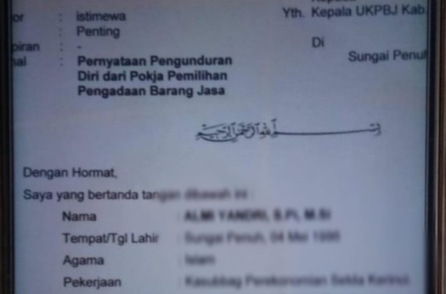 Detail Contoh Surat Pengunduran Diri Tender Nomer 25