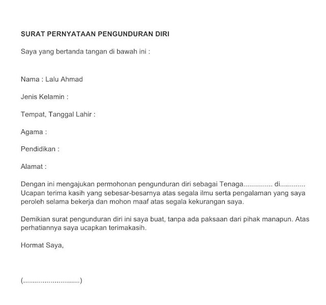 Detail Contoh Surat Pengunduran Diri Word Nomer 35