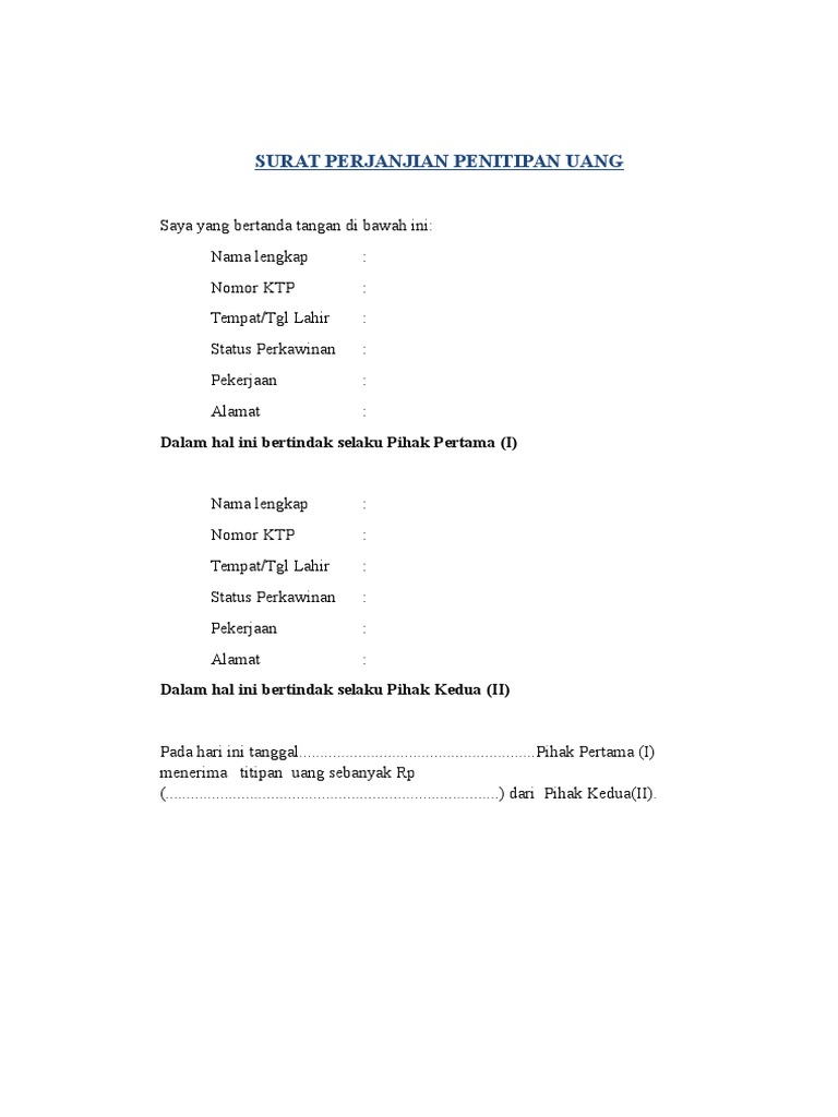 Detail Contoh Surat Penitipan Uang Nomer 9