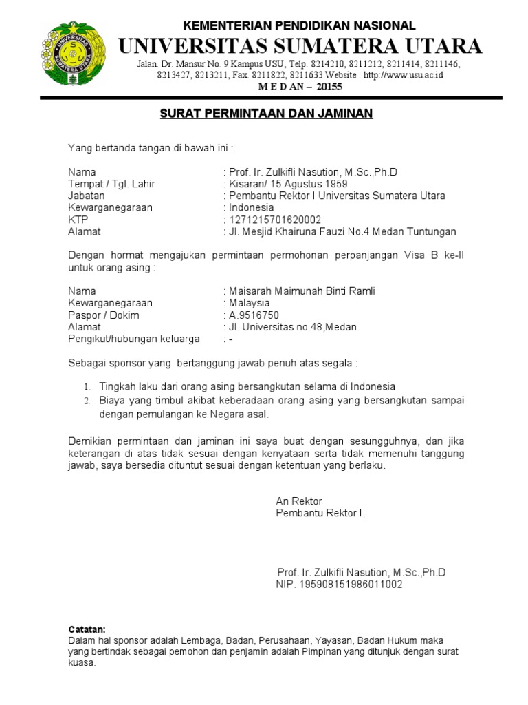 Detail Contoh Surat Penjamin Nomer 38