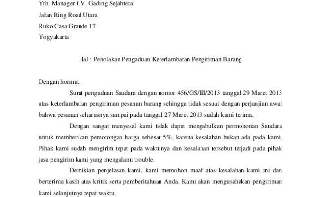 Detail Contoh Surat Penolakan Barang Nomer 52