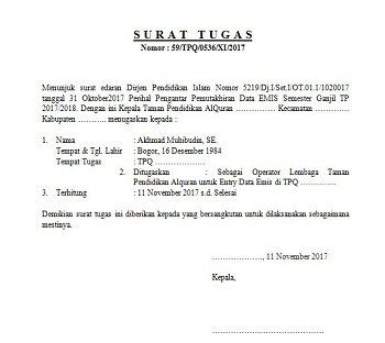 Detail Contoh Surat Penugasan Operator Nomer 36