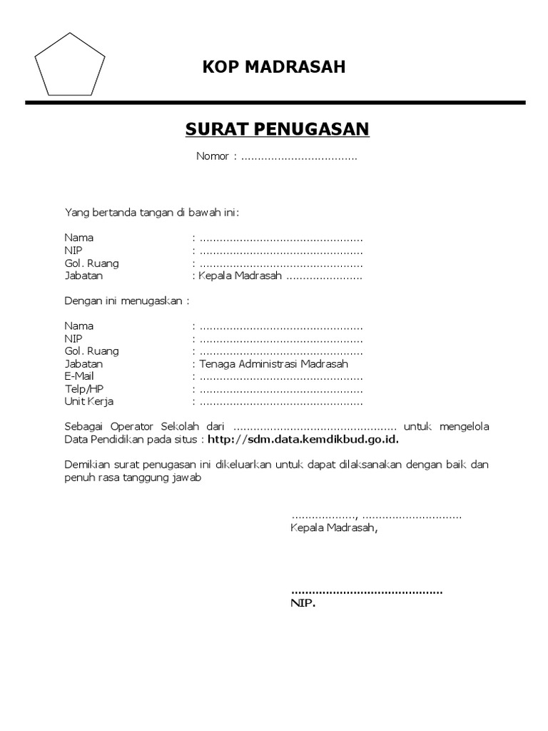 Detail Contoh Surat Penugasan Operator Nomer 55