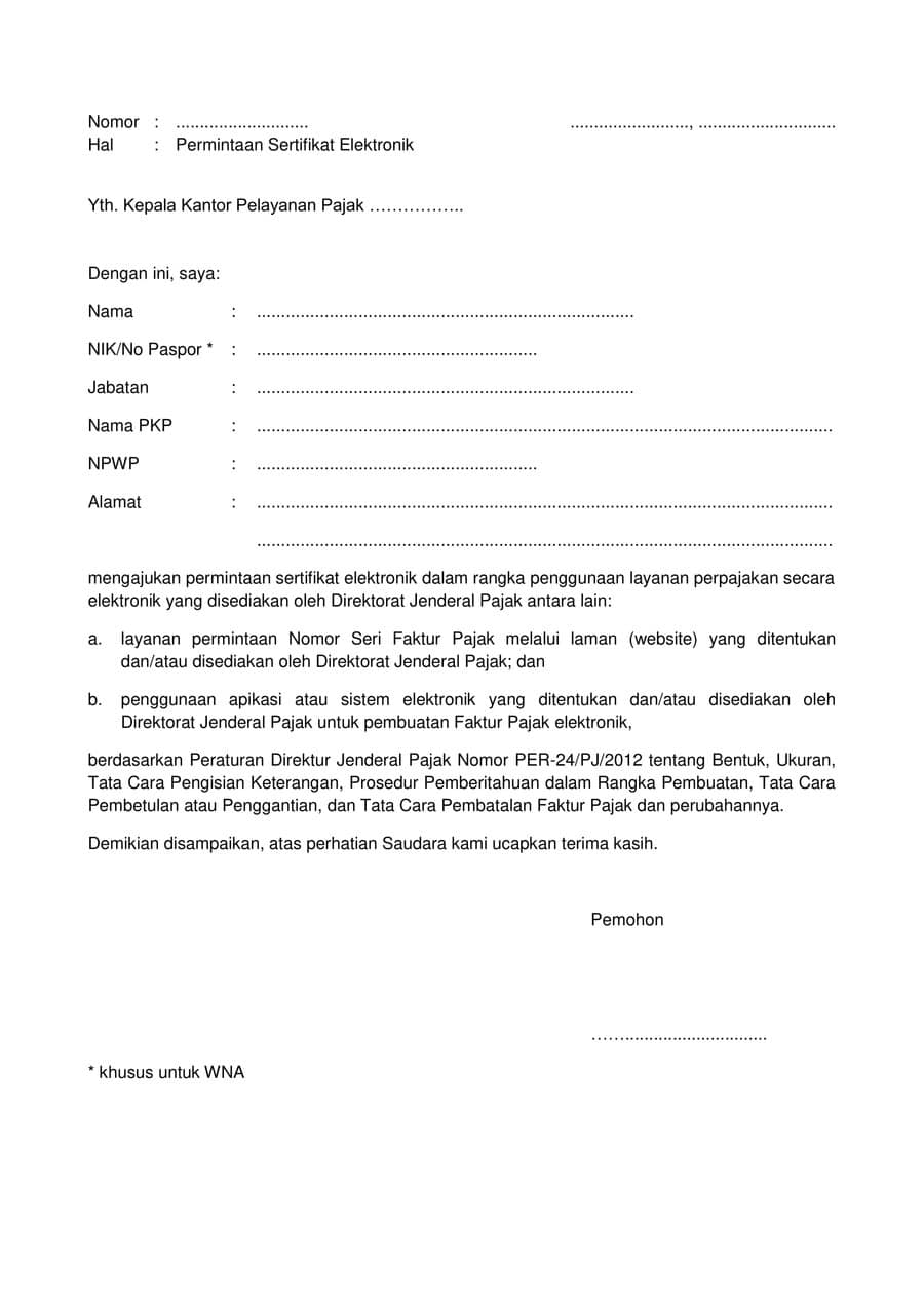 Contoh Surat Penutupan Npwp Elektronik - IMAGESEE