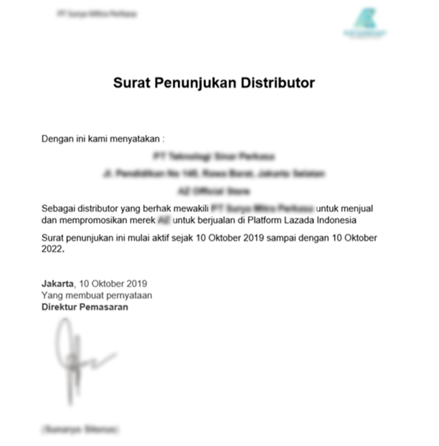 Contoh Surat Penunjukan Distributor