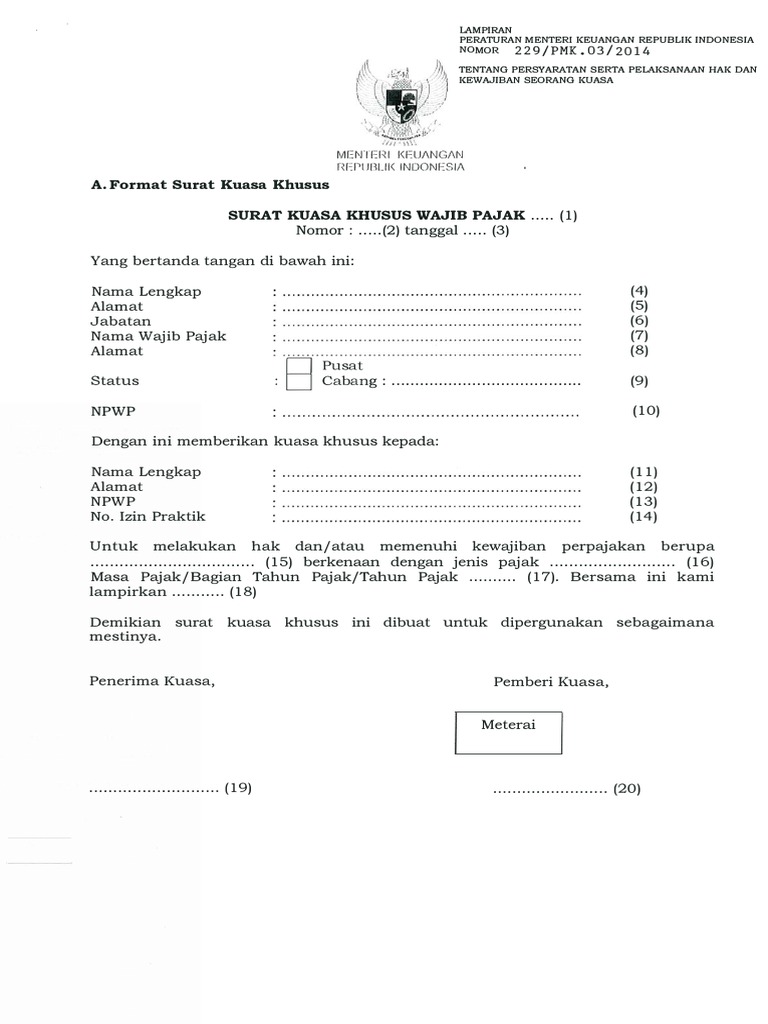 Detail Contoh Surat Penunjukan Kuasa Pajak Nomer 16