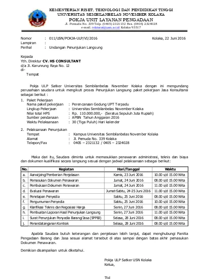 Detail Contoh Surat Penunjukan Langsung Nomer 8