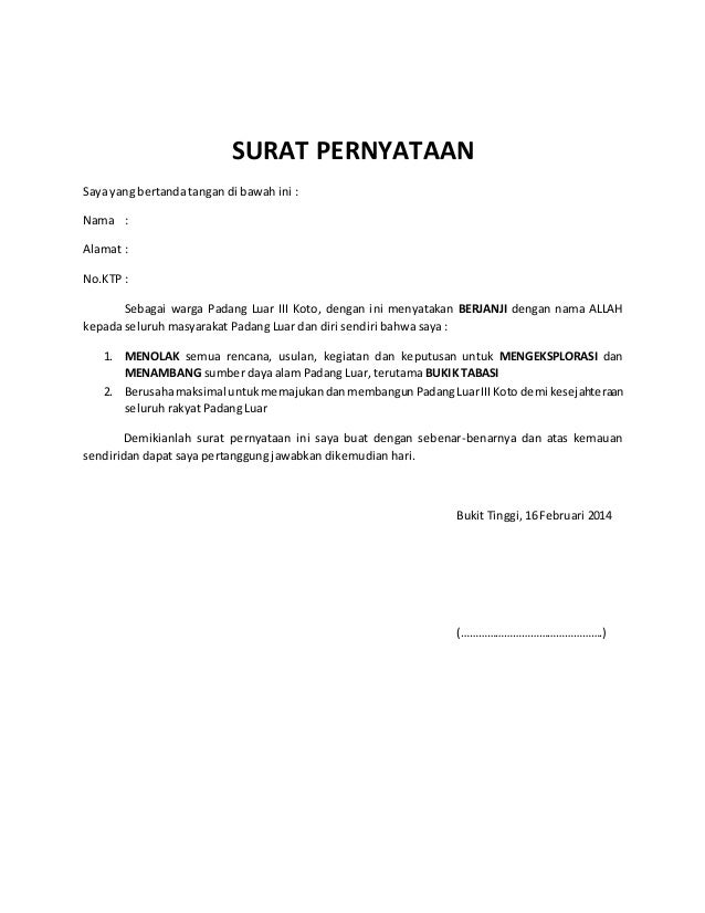 Detail Contoh Surat Penyataan Nomer 23