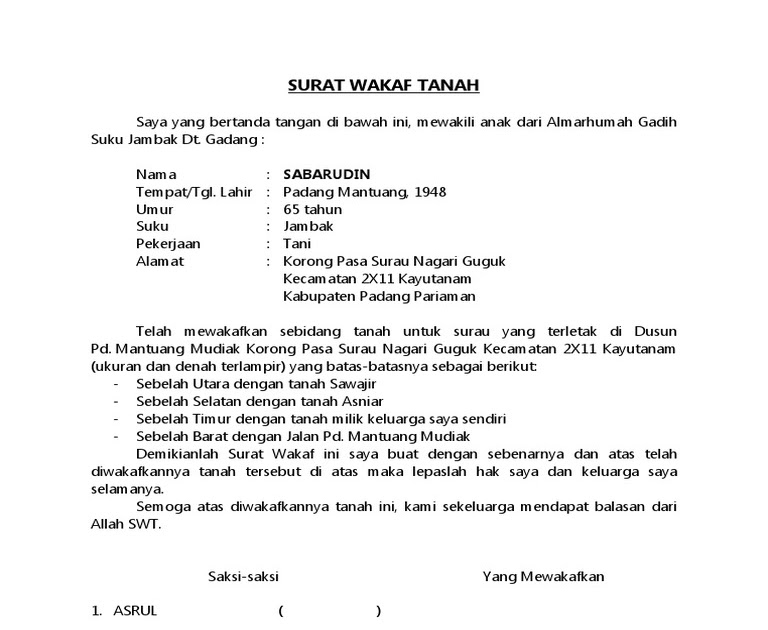 Detail Contoh Surat Penyerahan Tanah Nomer 26