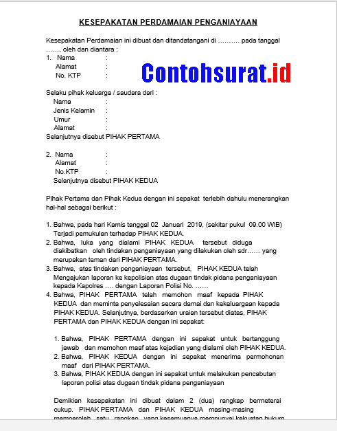 Detail Contoh Surat Perdamaian Pencurian Nomer 11