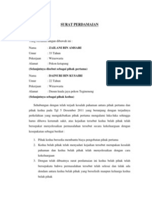 Detail Contoh Surat Perdamaian Perkelahian Nomer 3