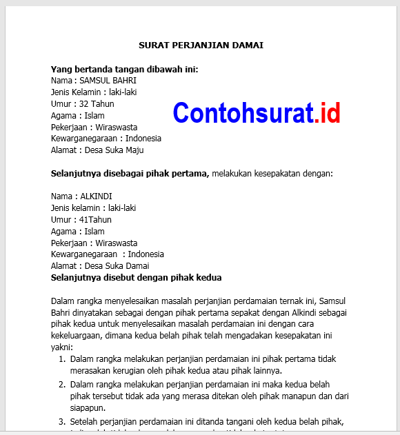 Detail Contoh Surat Perdamaian Perkelahian Nomer 30