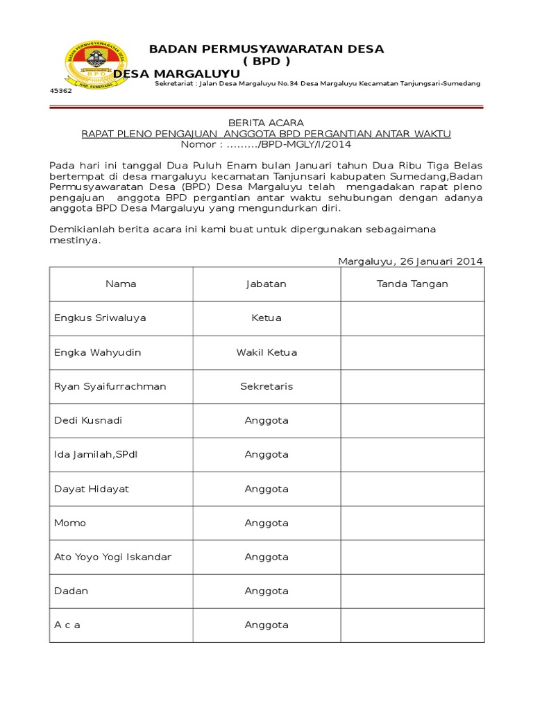 Detail Contoh Surat Pergantian Antar Waktu Nomer 13