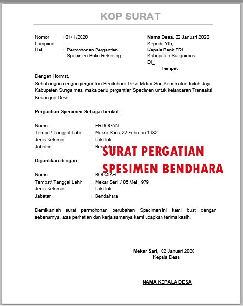 Detail Contoh Surat Pergantian Bendahara Sekolah Nomer 12