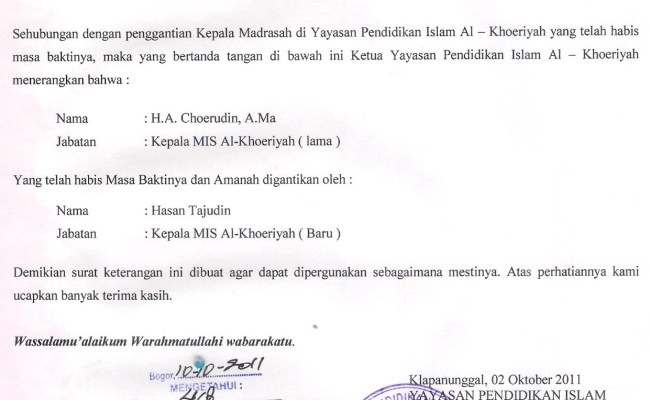 Detail Contoh Surat Pergantian Kepala Sekolah Nomer 28