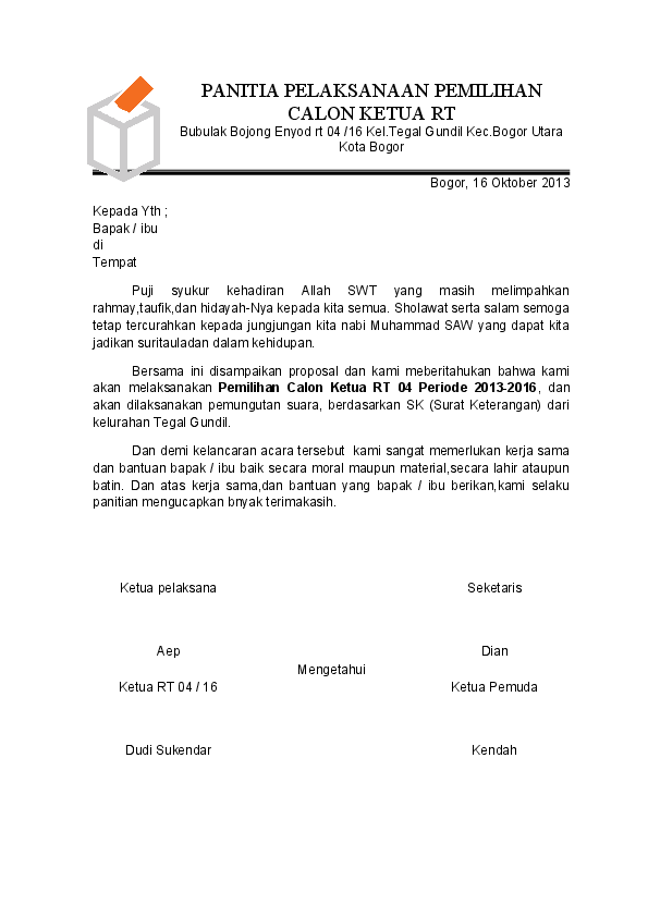 Detail Contoh Surat Pergantian Ketua Rt Nomer 15