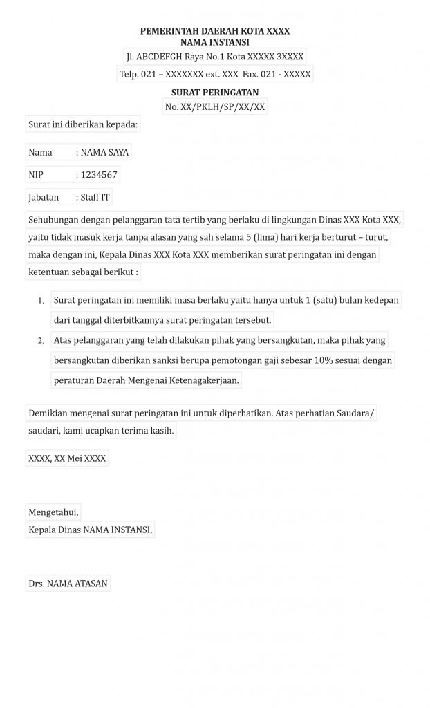 Detail Contoh Surat Peringatan 1 Nomer 4