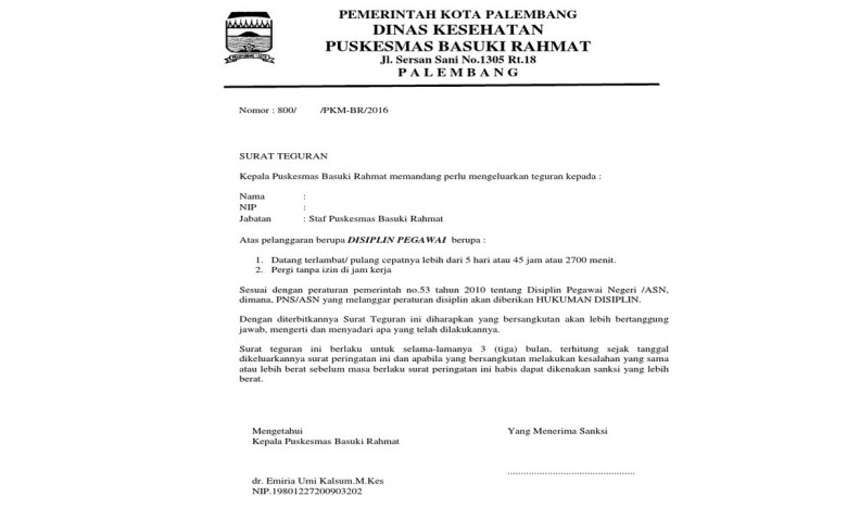 Detail Contoh Surat Peringatan 1 Karyawan Nomer 3