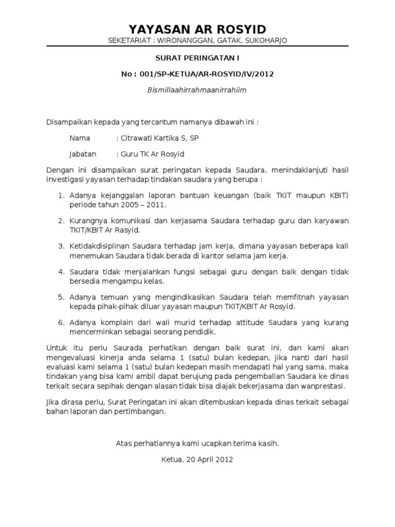 Detail Contoh Surat Peringatan 2 Untuk Siswa Nomer 32