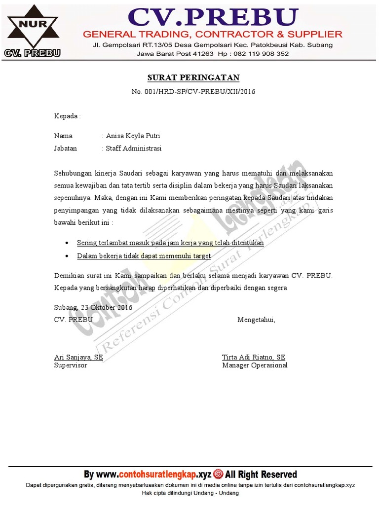 Detail Contoh Surat Peringatan 3 Nomer 24