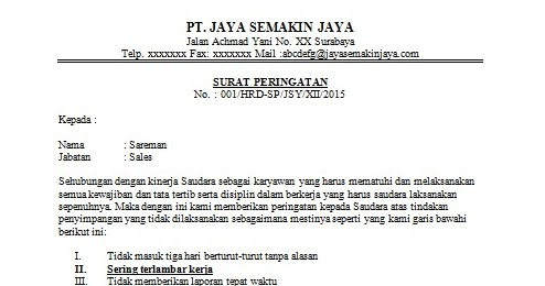 Detail Contoh Surat Peringatan 3 Karyawan Nomer 29