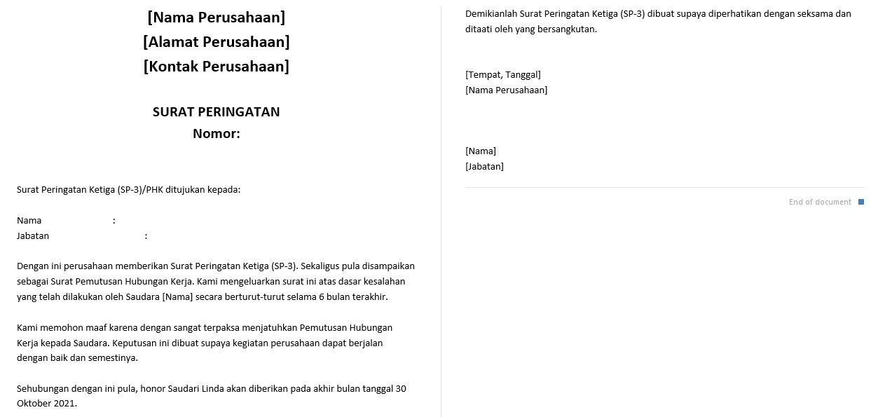 Detail Contoh Surat Peringatan 3 Phk Nomer 32