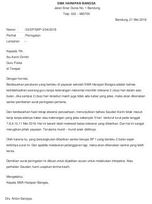 Detail Contoh Surat Peringatan Ke 3 Nomer 11