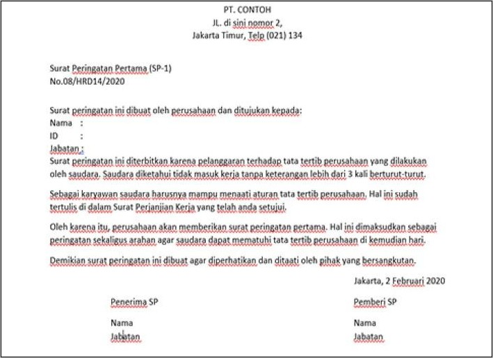 Detail Contoh Surat Peringatan Pertama Untuk Pekerja Nomer 27