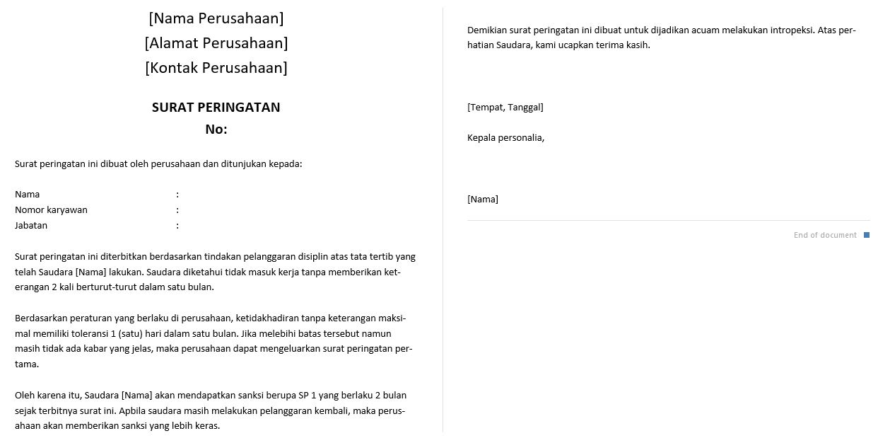 Detail Contoh Surat Peringatan Sp 1 Nomer 25