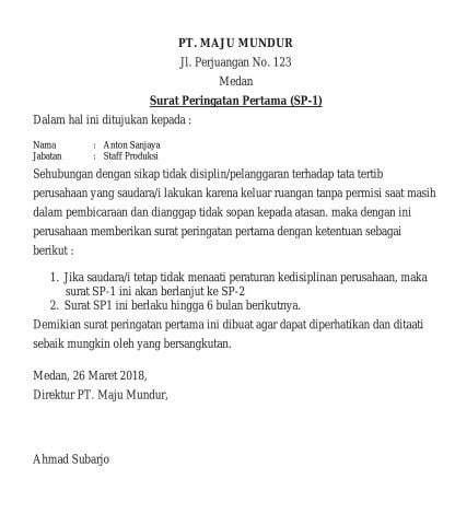 Detail Contoh Surat Peringatan Sp 1 Nomer 42