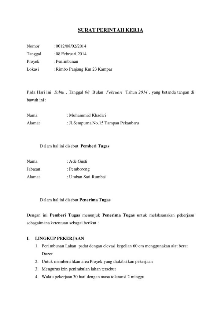 Detail Contoh Surat Perintah Kerja Kontraktor Nomer 27