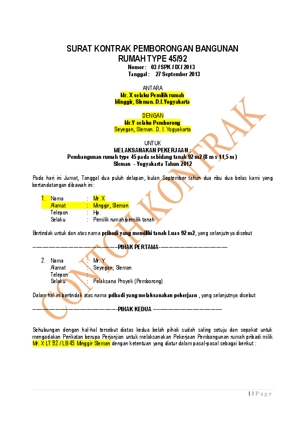 Detail Contoh Surat Perintah Kerja Kontraktor Nomer 45