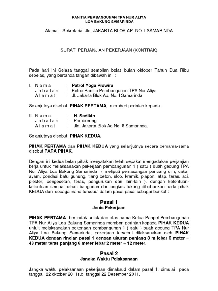 Detail Contoh Surat Perintah Kerja Pemborong Nomer 16