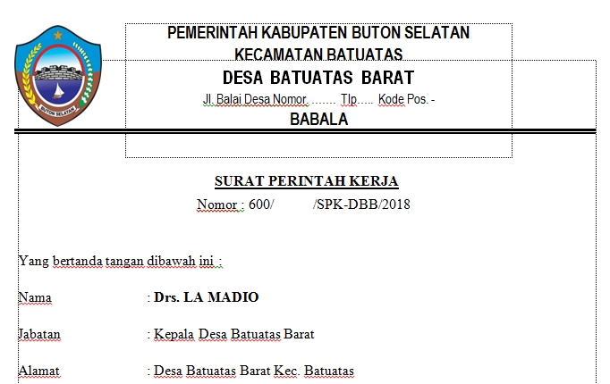 Detail Contoh Surat Perintah Kerja Pemborong Nomer 32